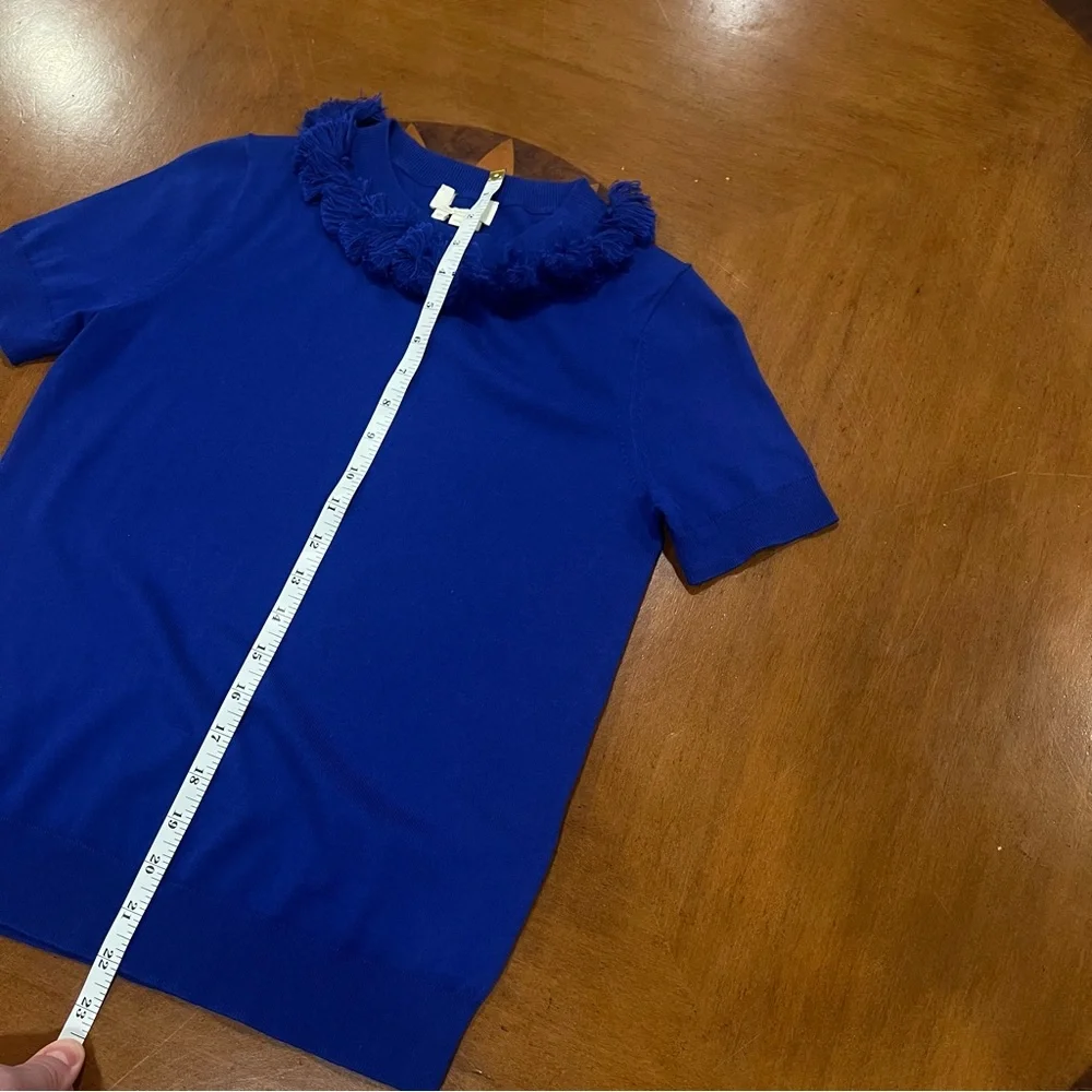 NEW‎ Kate Spade New York Silk Blend Tassel Crewneck Sweater Cobalt Blue XS